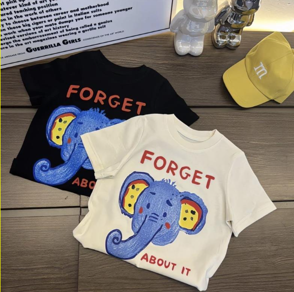2024夏服新作韓国子供服  ぞうさん柄　半袖ｔシャツ