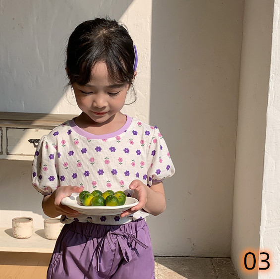 2024夏服新作韓国子供服　女の子　4色半袖ｔシャツ