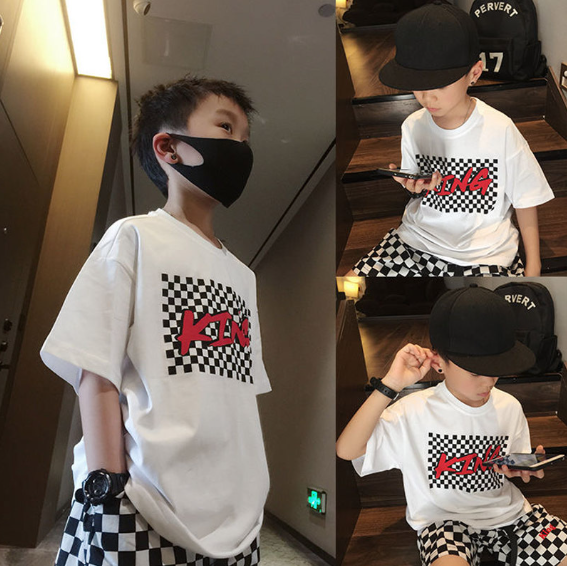 2024夏服新作韓国子供服　KING柄　半袖ｔシャツ