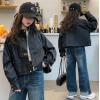 2025春服新作韓国子供服　PU　レザージャケット
