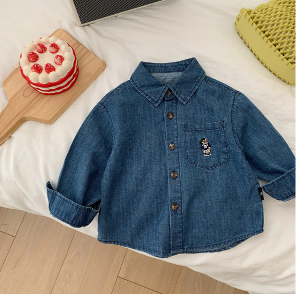 2025春服新作韓国子供服　くまちゃん柄　デニムジャケット