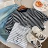 2025春服新作韓国子供服　ボーダー　長袖ｔシャツ