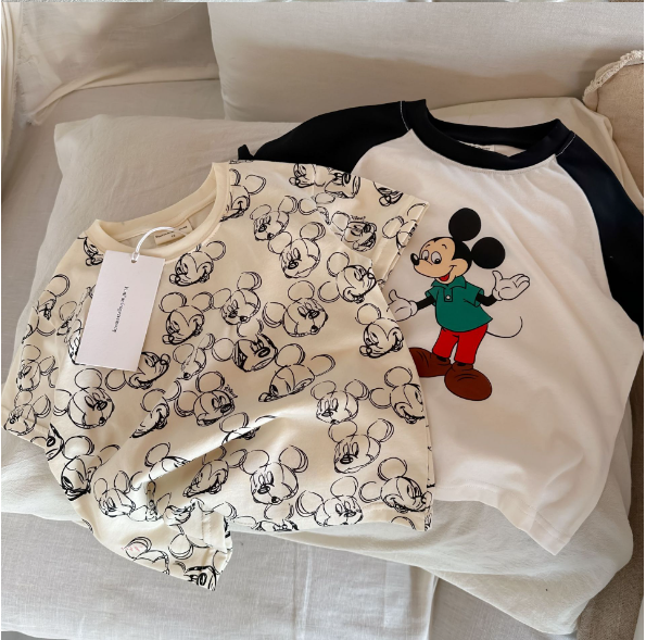 2025夏服新作韓国子供服　ミキー柄　半袖ｔシャツ
