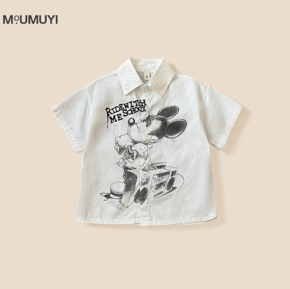 2025夏服新作韓国子供服　ミキー柄　ブラウス