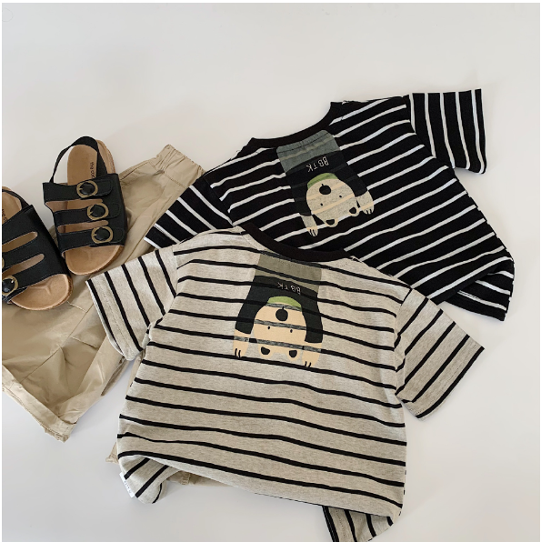 2025夏服新作韓国子供服　ボーダー　半袖ｔシャツ