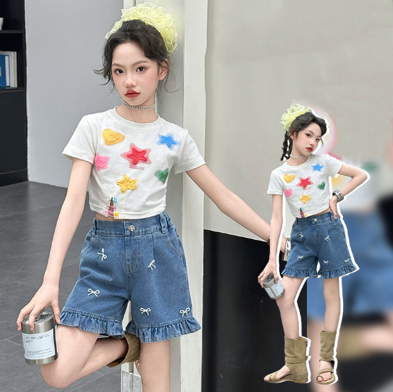 2025夏服新作韓国子供服　星柄　半袖ｔシャツ
