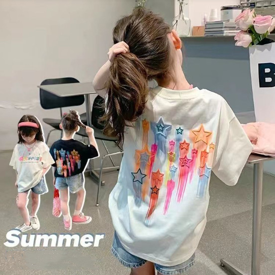 2025夏服新作韓国子供服　星柄　半袖ｔシャツ