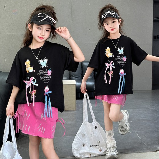 2025夏服新作韓国子供服　女の子　半袖ｔシャツ