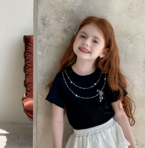 2025夏服新作韓国子供服　女の子　半袖ｔシャツ