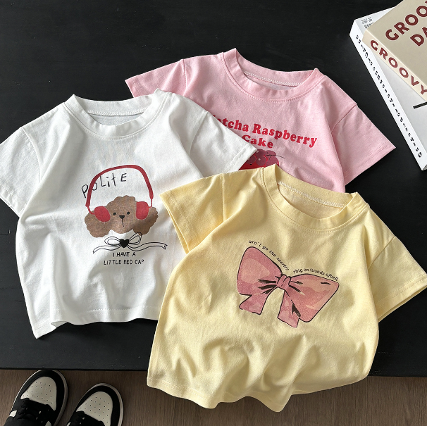 2025夏服新作韓国子供服　純綿　7色半袖Ｔシャツ