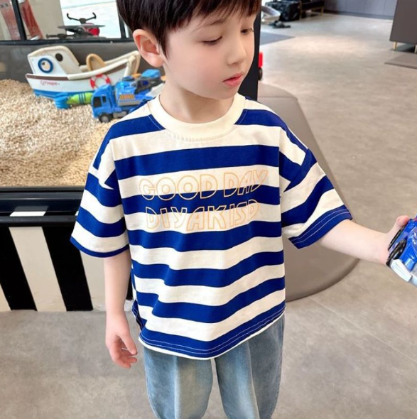 2025夏服新作韓国子供服　ボーダー　半袖ｔシャツ