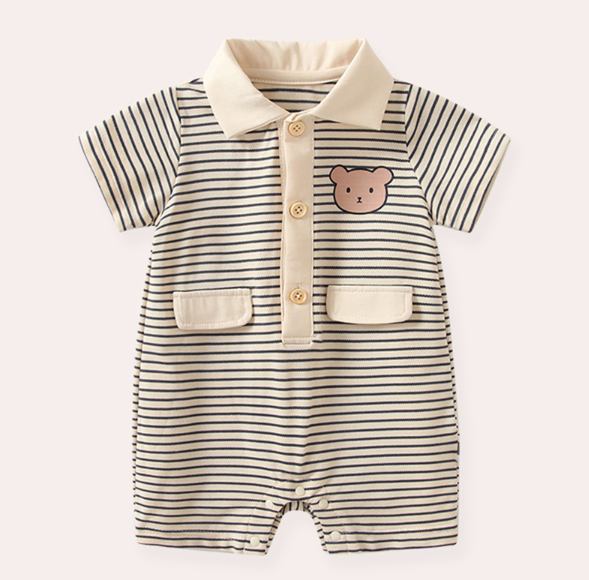 2025夏服新作ベビー服　くまちゃん柄　ロンパース