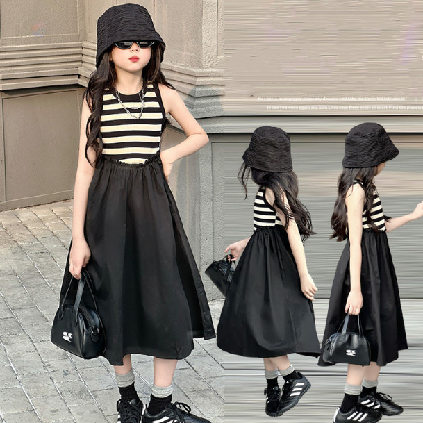 2025夏服新作韓国子供服　ボーダー　ワンピース