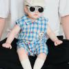 2025夏服新作ベビー服　チェック柄　ロンパース 
