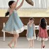 2025夏服新作韓国子供服　女の子　チェック柄ワンピース
