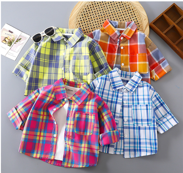2025秋服新作韓国子供服　チェック柄　ブラウス