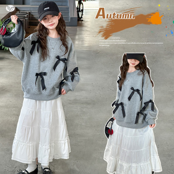 2025秋服新作韓国子供服　リボントップス