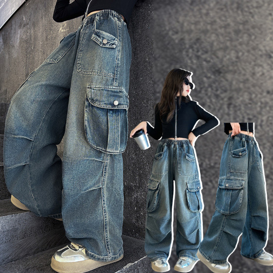 2025秋服新作韓国子供服　女の子　デニムパンツ
