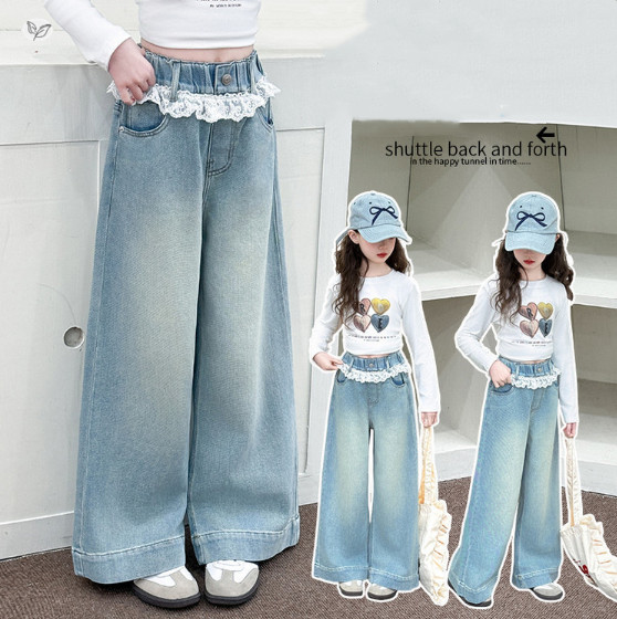 2025秋服新作韓国子供服　女の子　デニムパンツ