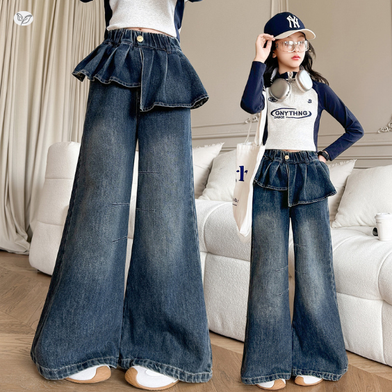 2025秋服新作韓国子供服　女の子　デニムパンツ