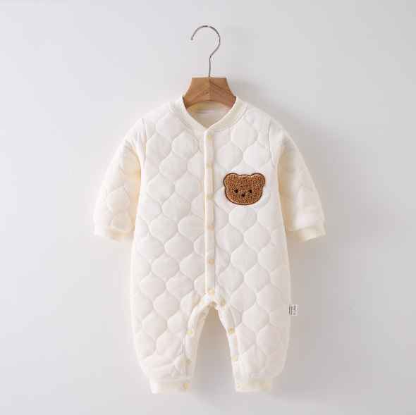 2025秋冬服新作ベビー服　くまちゃん柄　ロンパース