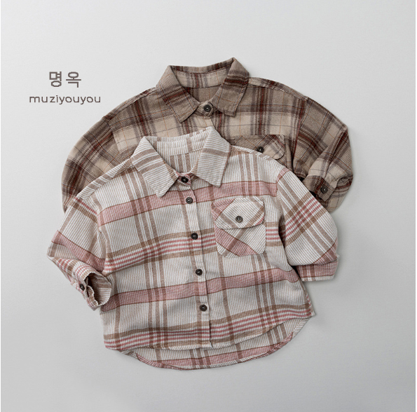 2025秋服新作韓国子供服　チェック柄　ブラウス