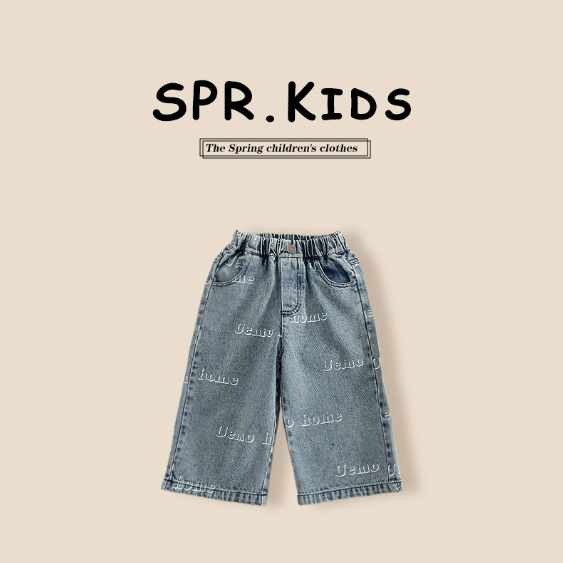 2025秋服新作韓国子供服　英字ロゴ　デニムパンツ