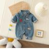 2025秋服新作ベビー服　デニム生地　ロンパース