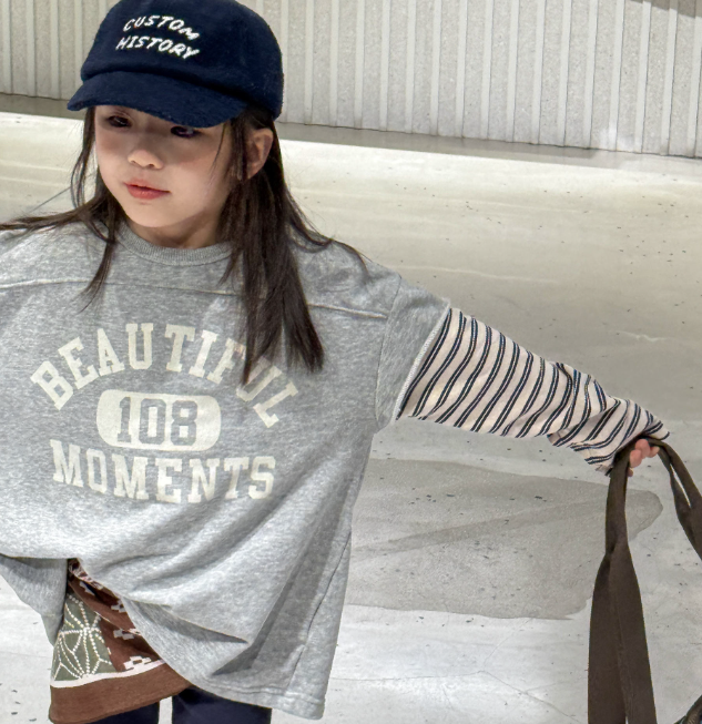 2025秋服新作韓国子供服　女の子　3色トップス