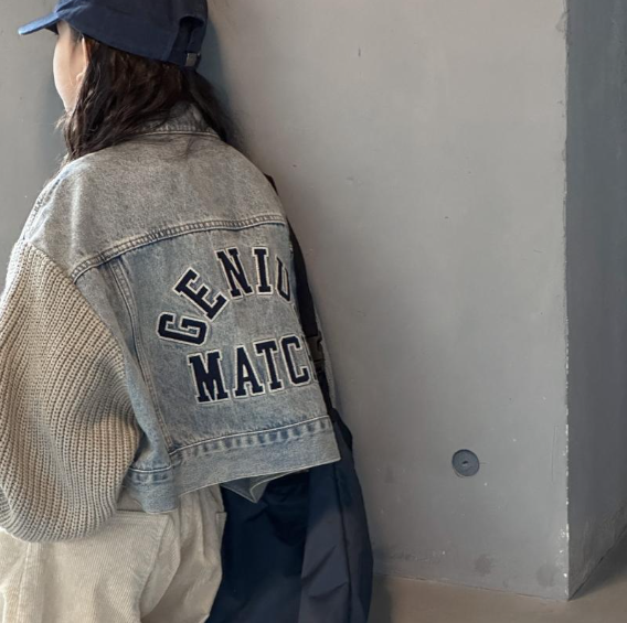 2025秋服新作韓国子供服　英字ロゴ　デニムジャケット