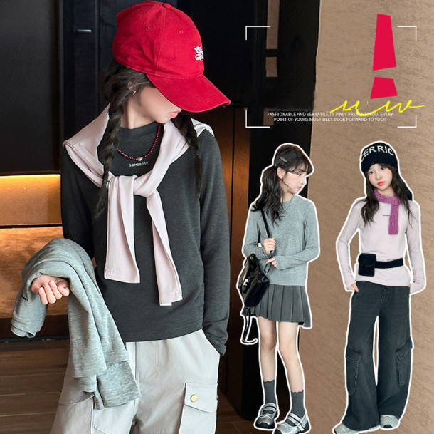 2025秋服新作韓国子供服　女の子　3色長袖ｔシャツ