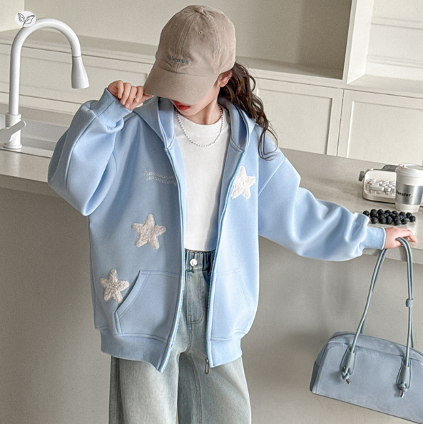 2025秋服新作韓国子供服　星柄アウター