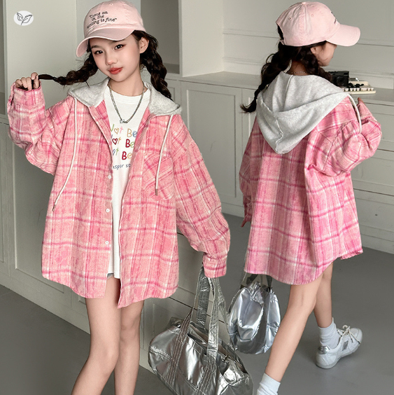 2025秋服新作韓国子供服　チェック柄　ブラウス