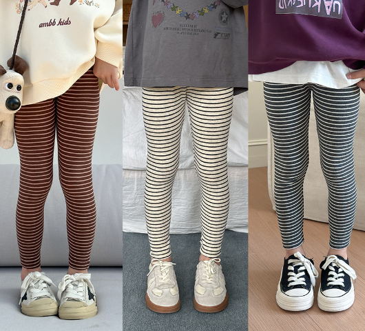 2025秋服新作韓国子供服　ボーダー　レギンス