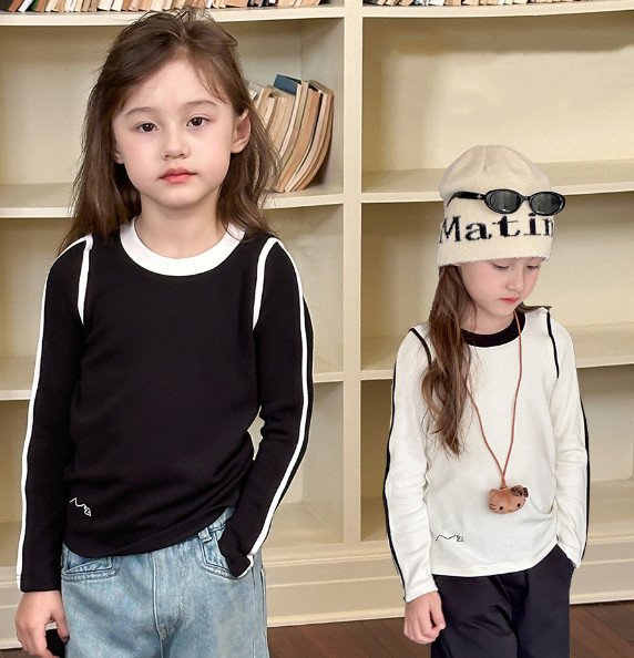 2025秋服新作韓国子供服　ボーダー　長袖ｔシャツ