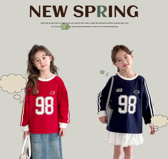 2025秋服新作韓国子供服　ボーダー　トレーナー