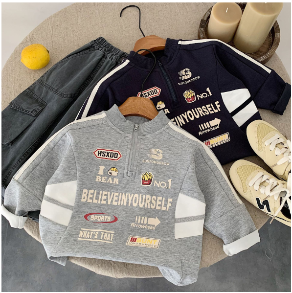 2025秋服新作韓国子供服　英字ロゴ　トップス