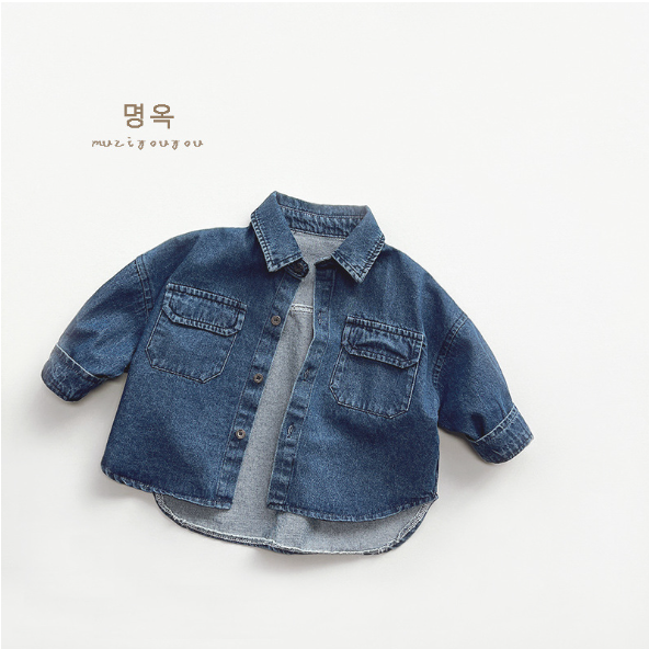 2025秋服新作韓国子供服　デニムシャツ
