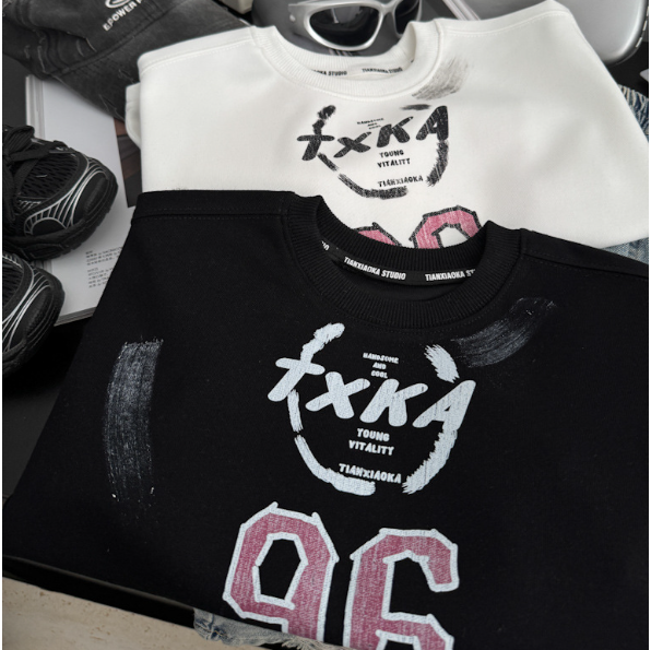 2025秋服新作韓国子供服　偽二重袖　トレーナー