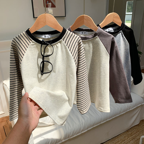 2025秋服新作韓国子供服　3色長袖ｔシャツ