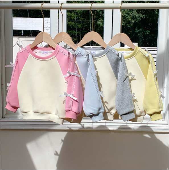 2025秋服新作韓国子供服　リボン　4色長袖ｔシャツ