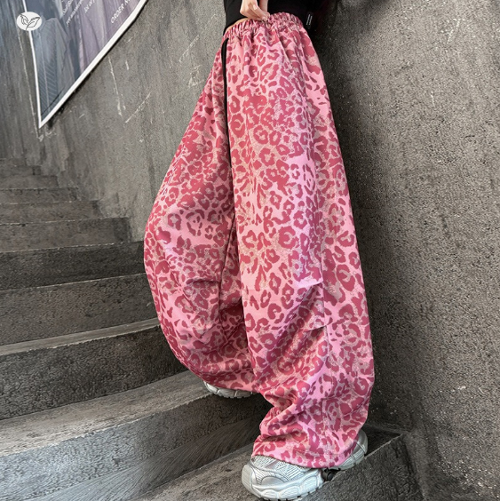 2025秋服新作韓国子供服　豹柄ズボン