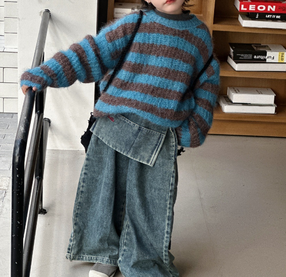 2025秋服新作韓国子供服　かっこいい　デニムパンツ