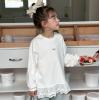 2025秋服新作韓国子供服　レース　リボン柄ｔシャツ