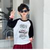 2025秋服新作韓国子供服　英字ロゴ　長袖ｔシャツ