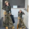 2025秋服新作韓国子供服　迷彩柄　トップス