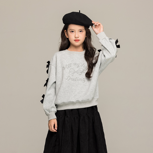 2025秋服新作韓国子供服　リボン付き　トレーナー