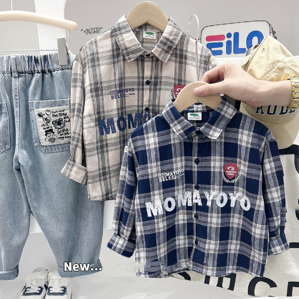 2025秋服新作韓国子供服　チェック柄　ブラウス