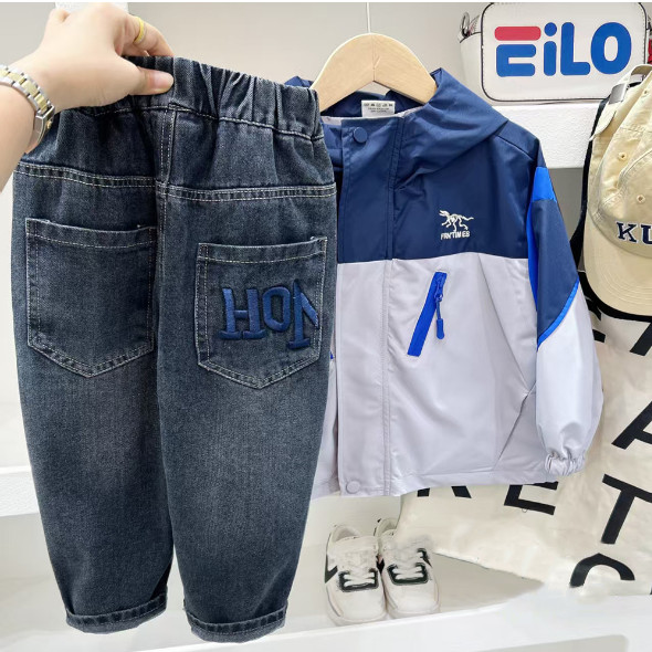2025秋服新作韓国子供服　刺繍　英字ロゴ　デニムパンツ