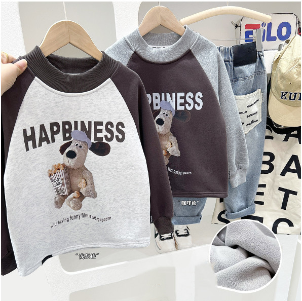 2025冬服厚手新作韓国子供服　God柄　トレーナー